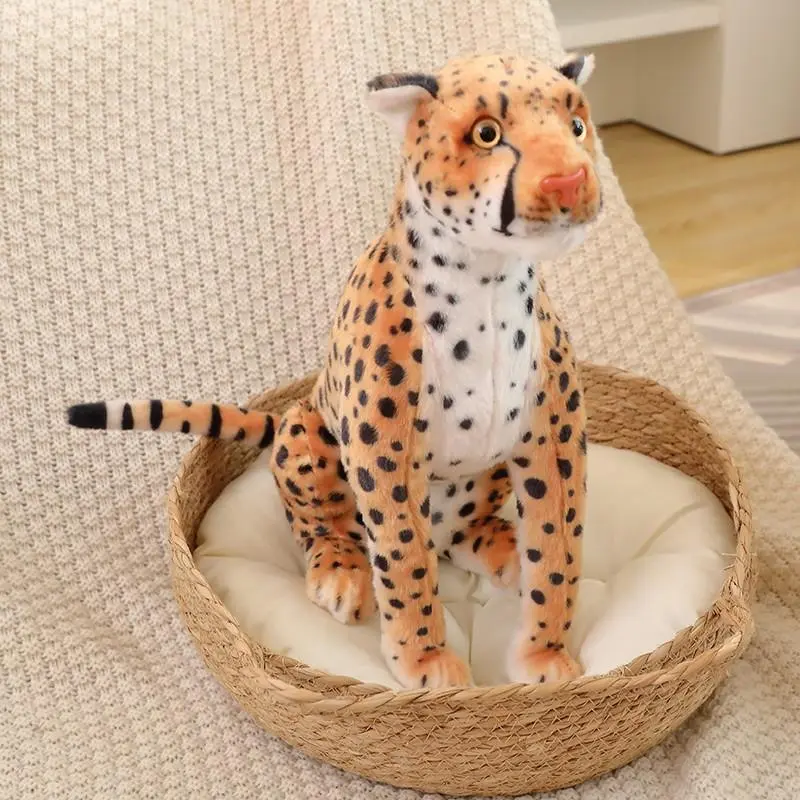 Hot Lifelike Plush Leopard Cheetah Toy Full Stuffed Forest Animal Peluche Doll Room Decor Christmas Holiday Gifts For Boys