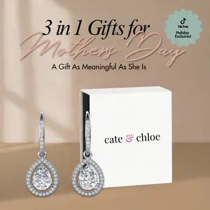 Isabel 18k White Gold Plated Halo Tear drop Earrings with Simulated Diamond Crystals Isabel 18k White Gold Plated Halo Tear drop Earrings with Simulated Diamond Crystals
