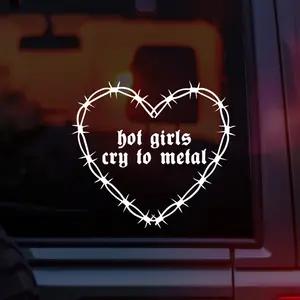 Hot Girls Cry To Metal Aesthetic Vinyl Decal for Alt Girls & Metal Fans - Weatherproof Vinyl Sticker for Car Window, Laptop, Mirror or Any Surface