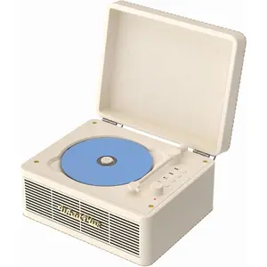 Portable CD Player with  5.2, Rechargeable  & Built-in Speakers - Hi-Fi Retro Suitcase Design for  Decor, AUX/TF Card Support - Ideal  ( White)