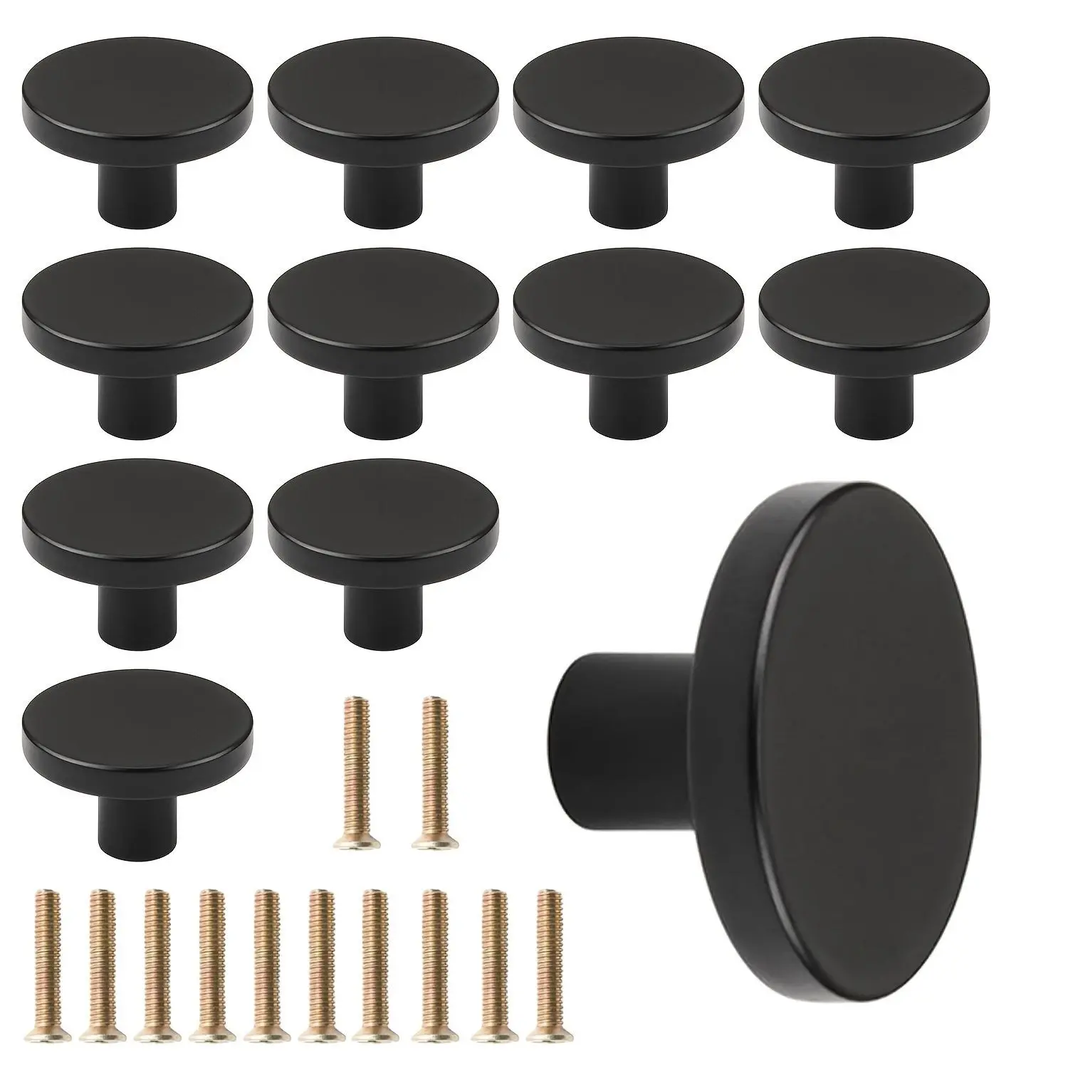 12-Piece Cabinet Knobs Set, Kitchen Drawer Handles, Round Dressing Table Pulls, Matte Furniture Hardware for Bedroom/living Room/bathroom, Door Hardware, Door Handles Interior