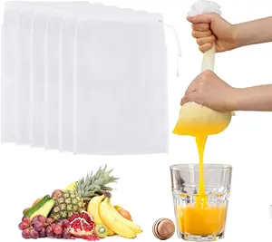 6Pack Nut Bag Strainer 8 x 6 Inch Cheesecloth Bags for Straining Nylon Cheese Cloth Bags Reusable Nut Milk Bag 200 Mesh Fine Mesh Bag for Straining Fruit Juice Cheese Coffee Tofu Yogurt Tea