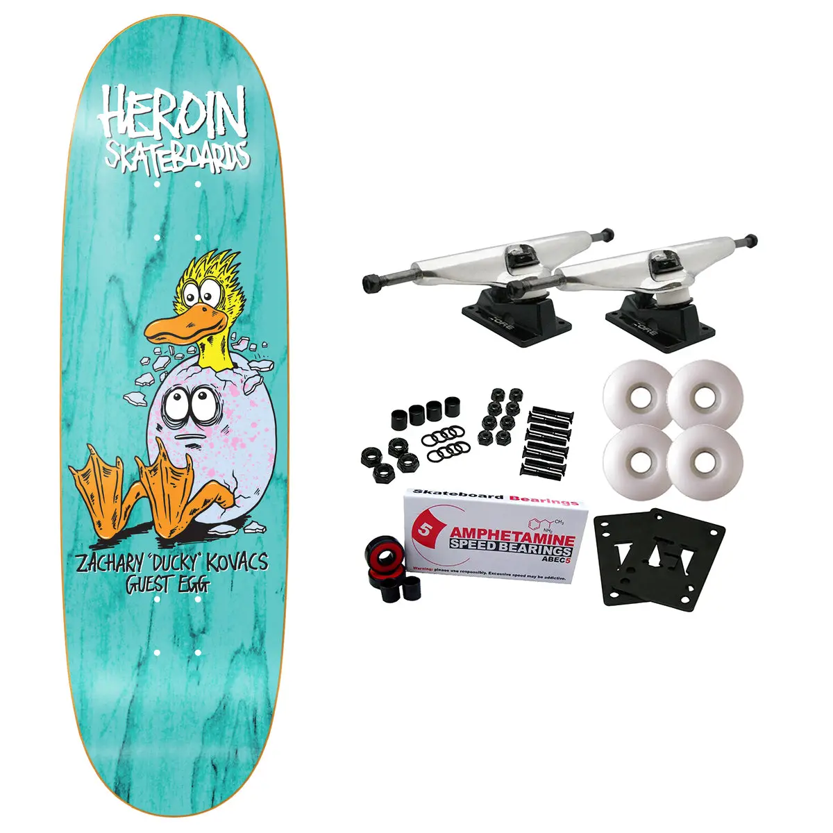 Heroin Skateboard Complete Ducky Guest Egg (Assorted) Assorted 9.125" x 32"