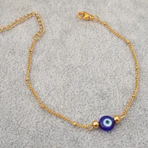 Evil Eye Gold Chain Anklet for Women – Adjustable Lucky Protection Anklet, Minimalist Fashion Jewelry