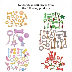 Puppy Teething Toys Set - Includes 5 or 8 Durable Chew Toys, Interactive Knot Rope, Dental Cleaning Sticks and Puppy Teething Rings for Boredom Relief