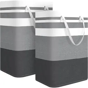 PrimPick 2 large laundry baskets, waterproof, independent laundry baskets, and foldable high clothes baskets, Collapsible Laundry Hamper