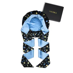 Sun & Moon Pure Mulberry Silk Bonnet – Reversible, Adjustable Fit with Silk Ties