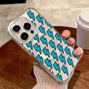 Bold Lightning Bolt Pattern StickersPrinted Phone Case, Transparent Acrylic Magnetic Shockproof Hard Case with Magnetic Ring, Wireless Charging, Fit for iPhone 17 E Air Pro ProMax iPhone16 15 14 Plus 13 12 11 X XS XR, Stylish Gift Choice