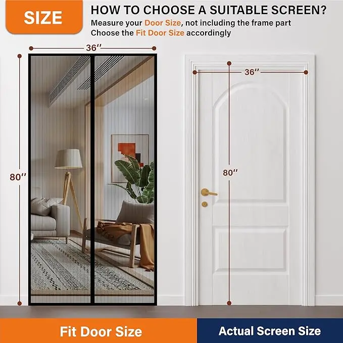 💨 BREEZE KEEPER Magnetic Screen Curtain - Maintains Airflow While Blocking Pests | Tear-Resistant Fabric | 1-Minute Setup