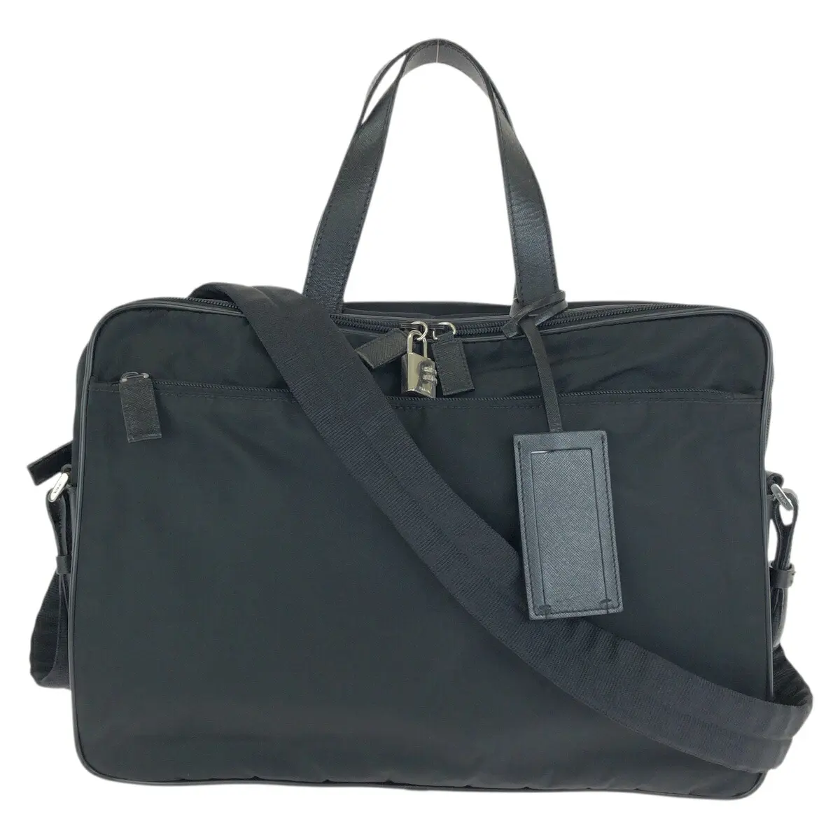Pre-owned PRADA Nylon Tote Bags Tessuto Saffiano Leather 2way Briefcase
