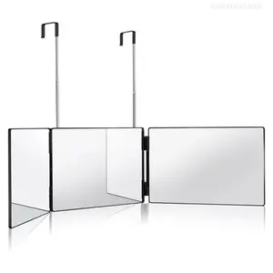 3 Way Mirror for Hair Cutting,360 Trifold Mirror with Height Adjustable Telescoping Hooks,and 5X Magnification Mirror,for Makeup, Hair StylingFFSummitSupply7