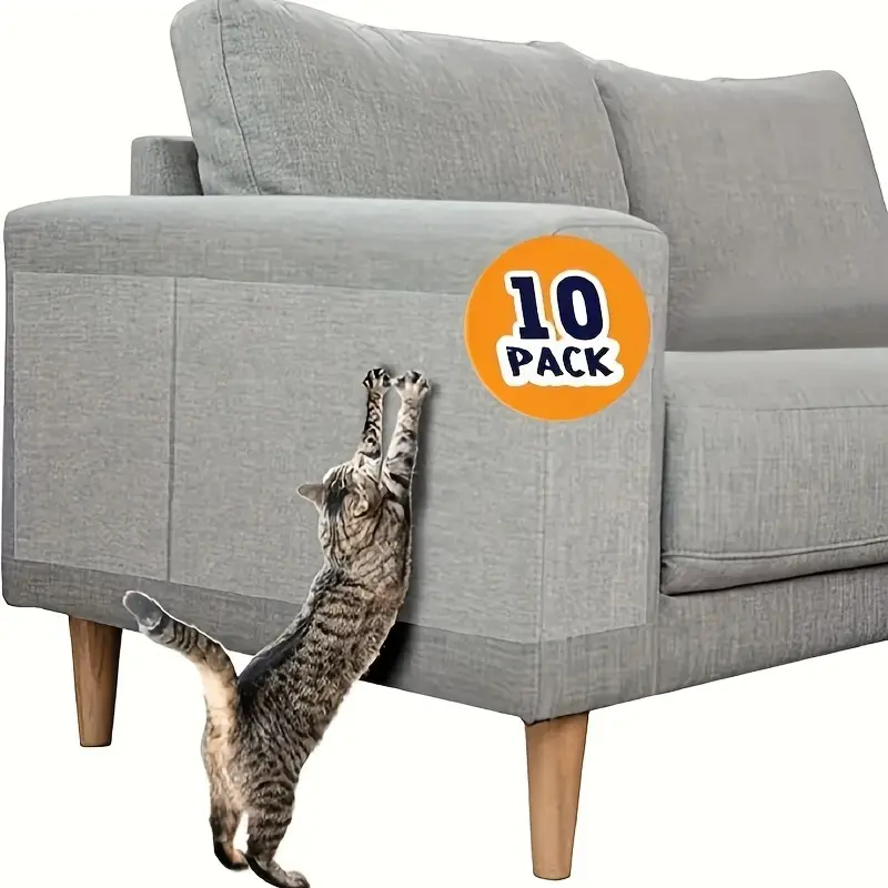 10 pieces of nail-free anti-cat scratch furniture protector, single-sided sofa protector, cat sticker, transparent cat scratch furniture deterrent, Christmas gift.