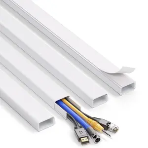 4 Pcs Large Wire Hiders for TV on Wall, 63in (4xL15.7in)  PVC Cable Cover Kit, Pre-Applied Adhesive Tape, Hide 3-4 Cords, Easy Installation