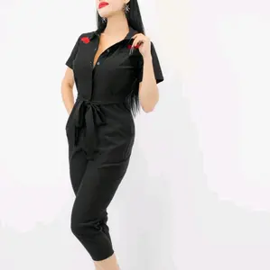 Capri Pin Up Red Rose Jumpsuit