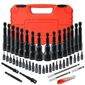 ratchet 47PCS Magnetic Nut Driver & Screwdriver Bit Set, Includes Nut Driver Set for Impact Drill, Screwdriver Bit, Mini Ratcheting Wrench, Drill Bit Adapter & Bit Holder | 1/4" Hex Shank | Cr-V Steel durable steel construction Alloy Torx and Socket Versa