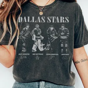 Comfort Colors Jason Robertson Jake Oettinger Wyatt Johnston Jamie Benn T-shirt, Vintage 90s Dallas Ice Hockey Tee, Game Day Outfit, Unisex Fit Design, Gift for Fans