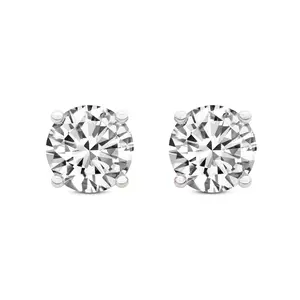 Lab Diamond Stud Earrings 14Kt Rose Gold 1Ct Four Prong Round Lab Diamond Stud Earrings F-G Color, VS Diamond, IGI Certified - Friendly Diamonds
