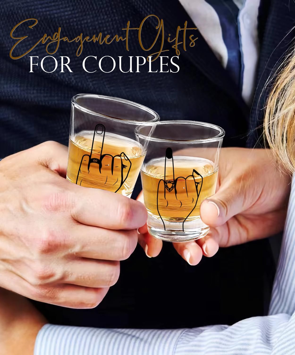 Hubby & Wifey Wine & Whiskey Glass Set for Mr & Mrs Gifts - Anniversary Wedding Gift, Unique Bridal Shower Gift, Drinkware