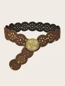 Women's Boho Belt, Western Rivet Belt, Y2K Hollow Metal Eyelet Belt, Velvet Belt, Stylish Belts, Statement Belts, Rivet Decorated Belt, Summer Festival Accessory