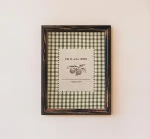 Fruit of the Spirit Wall Art Unframed Poster Green Gingham Bible Verse Vintage Christian Scripture Farmhouse Faith Home Decor Religious Wall Decoration for Living Room Bedroom Kitchen Gift Idea