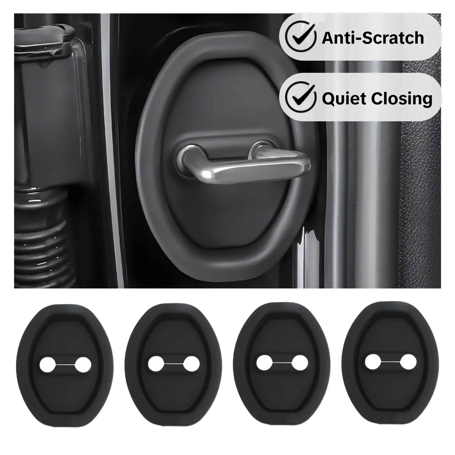 4-Pack Car Door Handle Bowl Protectors – Anti-Scratch Silicone Stickers, Universal Fit for Trucks & Sedans/Black Car Door Handle Cup Protector Set – Paint Saver & Scratch Guard, 4-Piece Universal Accessory