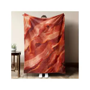 Lifelike Crispy Bacon Pattern Soft Flannel Blanket