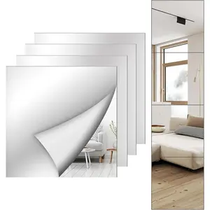 4 Pack Wall Mirror Full Length, 12 x 12 Inch  Mirror Tiles, Shatterproof Flexible Plastic Mirror Sheets for Bedroom  Gym Door