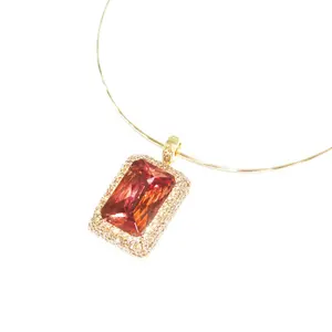 Zultanite Color Changing Necklace for Women, Retro Square Pendant, Wedding & Party Gift, gifts girlfriend, Cubic Zirconia Imitation Diamond, Costume Jewelry
