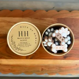 H|H Man’s Best Scent  Hand Poured Wax Melts Scoops 4.0 oz | 113 G -Colorful, paws and dog bones Shaped Coconut Wax Scoop Cups for Cozy Fragrance