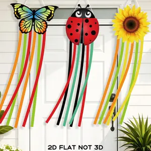 3 Pcs Spring Garden Outdoor Wind Socks Set, Sunflower Butterfly Ladybug Polyester, Summer Windsocks for Garden Yard Patio Decor