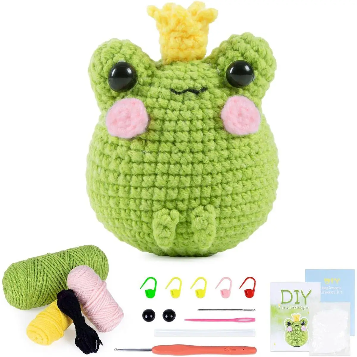 Crochet Kit for Beginners Frog Crocheting Knitting Kit DIY Crochet Starter Kit with Step-by-Step Video Tutorial Gift for Friends Adults