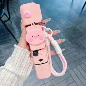 Cute Cartoon Soft Silicone Camera Protection Case, Camera Gimbal Stabilizer, Handheld Gimbal Cover, Full Coverage, Ultra-Thin, Portable Lanyard, Fits Dji Pocket3