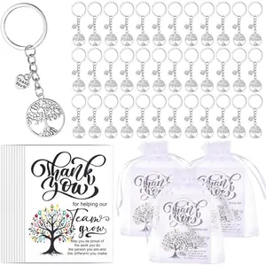 36 Pack Employee Appreciation Gifts Bulk - Tree of Life Thank You Keychains with Cards & Bags - Staff, Teacher, Volunteer, Coworker Recognition Gifts