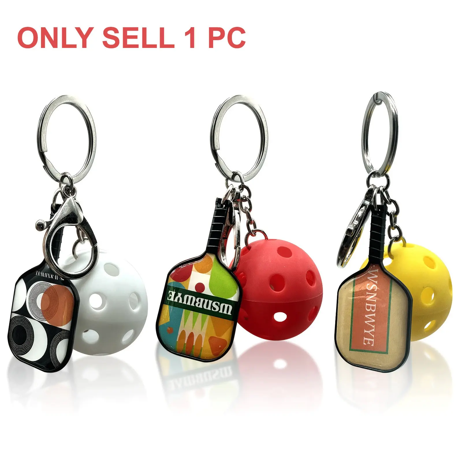 Pickleball Racket Design Keychain, 1 Count Creative Ball Design Keychain for Car Bag, Keychain for Bags, Keychain Parking Key, Fashionable Novelty Accessories for Men & Women As Gift