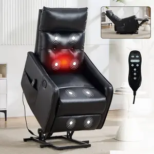 Power Lift Recliner Chair with Massage and Heat for Elderly, Heavy Duty Motion Mechanism and One USB for Charging, Max Reclining Angle 155 °