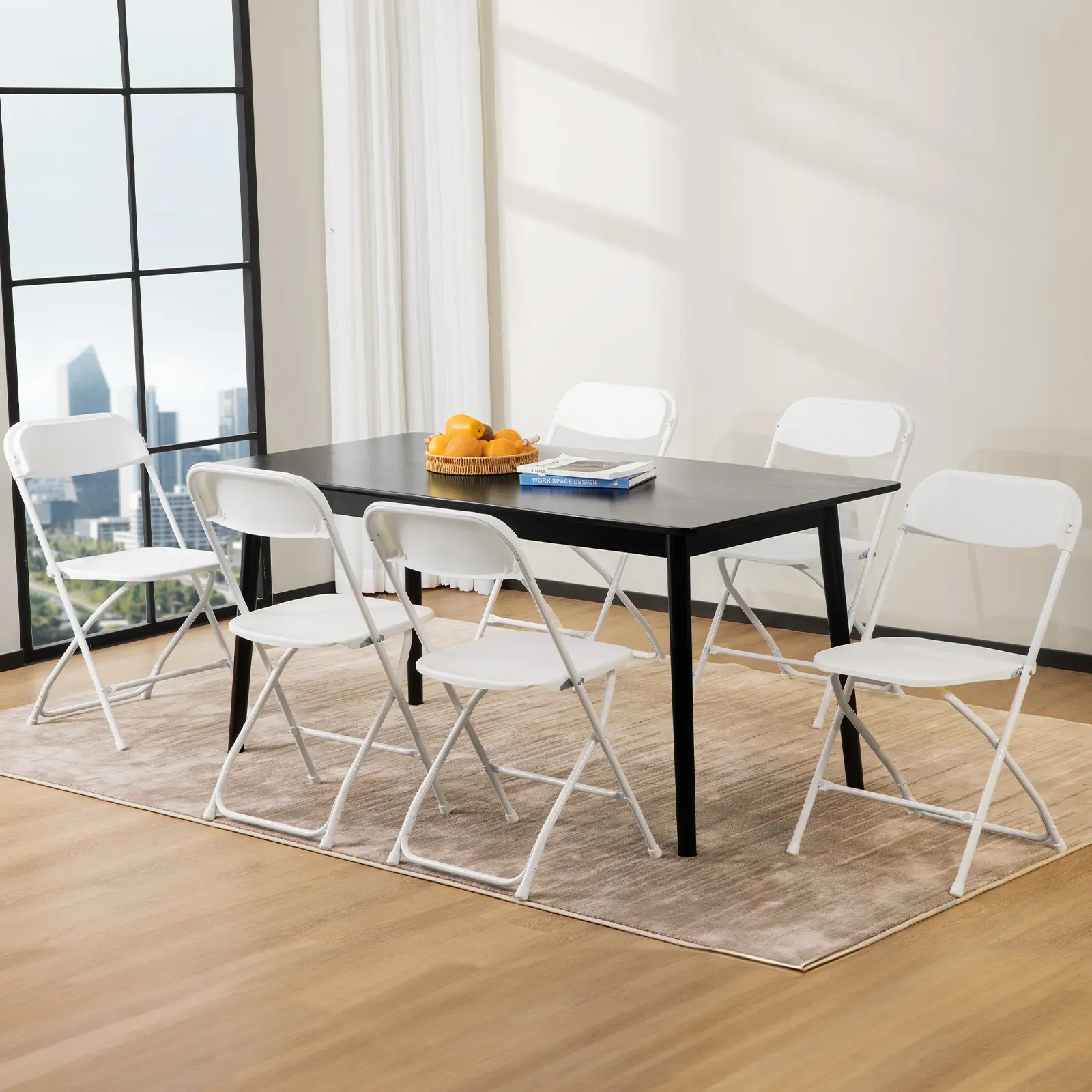 Plastic Folding Chair for Indoor & Outdoor Use - Portable, Stackable Commercial Seat with Steel Frame, 350lb Capacity | Available in Black & White, 4/6/10-Pack Options for Events, Weddings, Offices, Parties & More