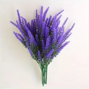 8 Pack Artificial Flower Lavender Bouquets, Fake Bouquet Plastic Outdoor Plants Faux Flower Artificial Plants for Home Decoration UV Resistant Fake Flowers for Porch Balcony Decor