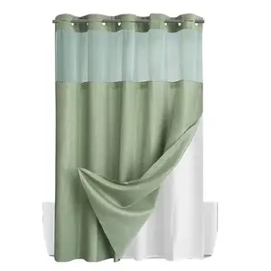 Waffle Shower Curtain Double Layer Large Loop Polyester Waterproof Curtain Bathroom Curtain Toilet Partition Curtain Waterproof Mildewproof Curtain
