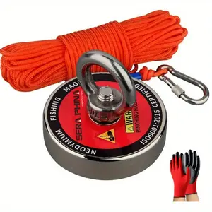 [10M Rope Neodymium Fishing Magnet] Neodymium Fishing Magnet Kit with 10M Rope And Gloves, Heavy-Duty Metal Retrieval And Underwater Treasure Hunting Magnet Set