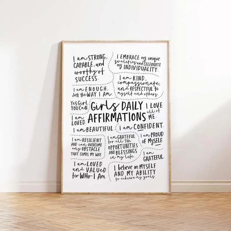 Girls Affirmation Poster, Daily Affirmations Wall Art, Feminist Poster, Best Friend Gift, Teen Girl Room Decor