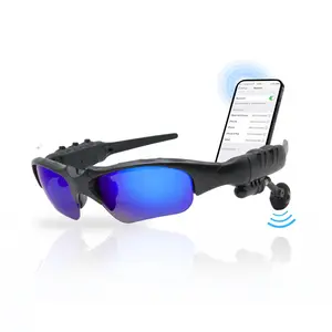 Bluetooth Sunglass with Blue Polarized Lens, Long Battery Life, Flip-Up View, Charging Cable Included, Adjustable & Foldable Wearable Eyeglass – Chargeable Wireless Electronic Gadget