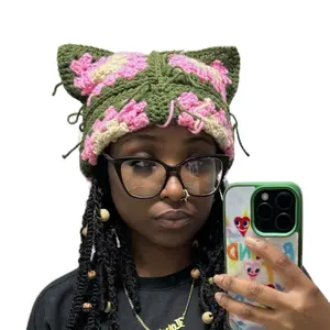 Crochet Granny Square Cat Beanie Hat - Trendy
