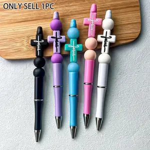 Silicone Cross Series Ballpoint Pen, 1 Count Fine Point Pen, Multi Purpose Pens, Round Body Plastic Writing Instruments for Office, School, Work, Office Supplies, Office Stationery Supplies