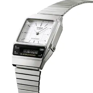 AQ800E-7A Brand new Casio silver vintage stainless steel dual time men' s classic watch "new style"