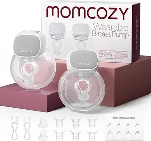 [Live Only]  Momcozy S9 Pro Upgraded Wearable Breast Pump, Hands-Free Design with Extended Battery Life & LED Display, Double Electric Portable Pump with 2 Modes & 9 Levels, 24mm, 2-Pack, Gray Color