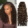 OQ HAIR #4 Chocolate Brown Feather Crochet Human Hair Burmese Curly Machine Made Crochet Weave Hair Extensions for Volume and Length #TikTokShopFallDealsForYou