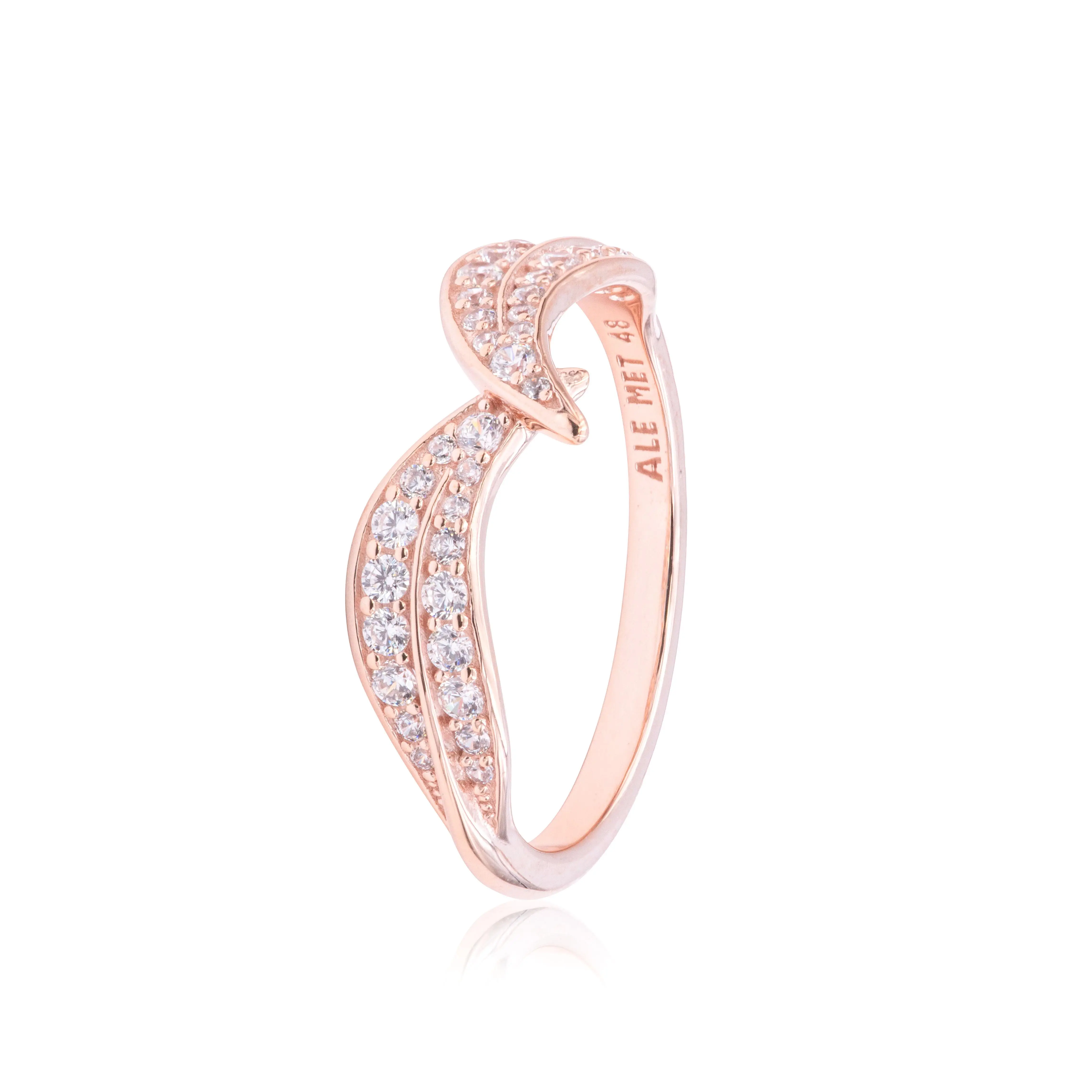 Pandora Sparkling Leaves Ring 189533C01-48, Everyday Wear Jewelry, Plated Silver Rings, Sparkly Silver Rings