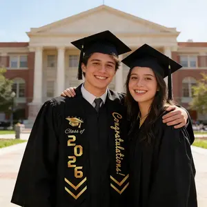 Senior Graduation Stole Class of 2026, Black and Golden Graduation Sash, Congratulation Graduation Sash, Graduation Accessory Gift for Graduation Ceremony Congrats