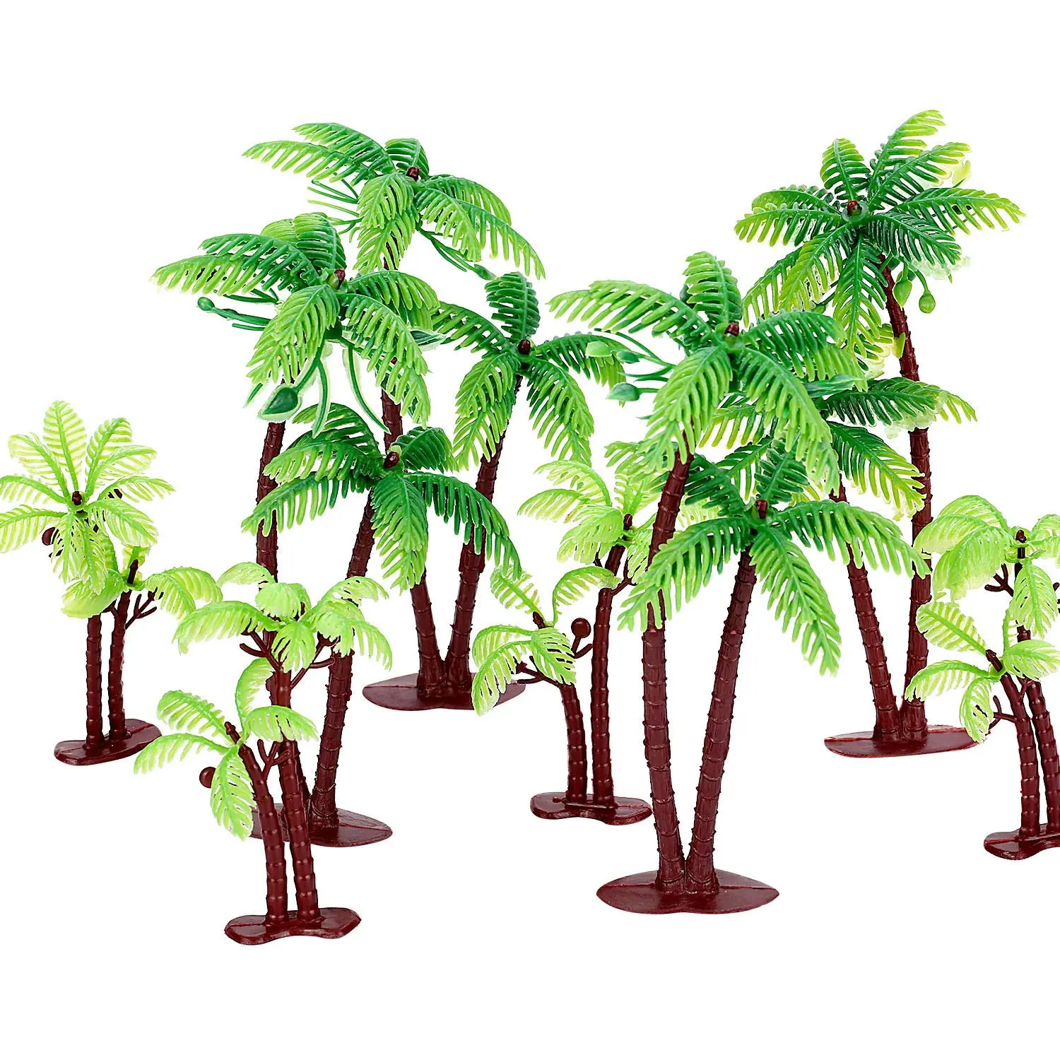 16 Pieces Green Palm Tree Cupcake Topper with Coconuts Cake Topper for Cake Decorations (3.15 inch-14 Pieces, 5.5 inch-2 Pieces)