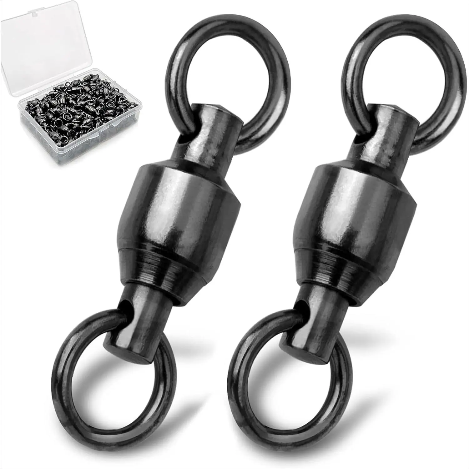 Ball Bearing Swivels, High Strength Stainless Steel and Brass Fishing Tackle with Solid Welded Rings for Saltwater and Freshwater Use, High-Speed Rotation, 30/50 Pack, #1 / Strength: 44Lbs, 0.6 Inches, 1#_44Lb_30pcs, 44 Lbs